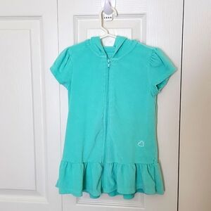 Health Tex  Hooded Cover Up Girl Toddler 4T Turquoise Swim Bath Full Zip